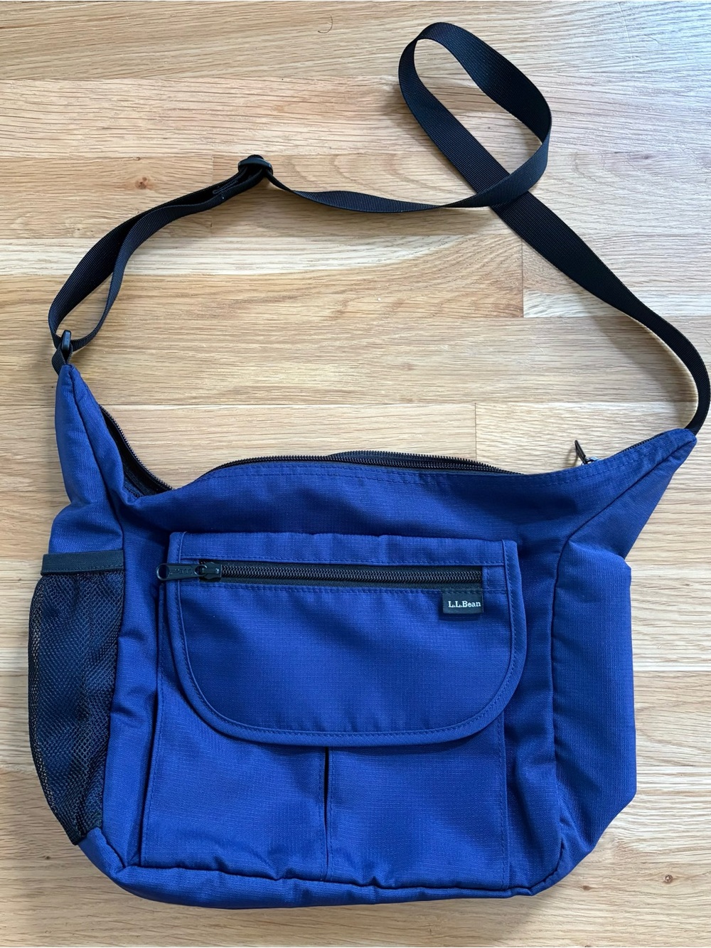 L.L. Bean Blue Men's Crossbody Bag with Black Strap